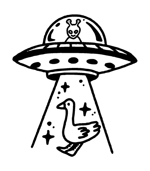 Alien Abducting Duck Tattoo Meaning, PNG and SVG