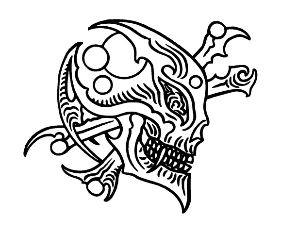 Alien Skull And Cross Bones Tattoo Meaning, PNG and SVG