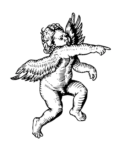 Angel With Wings Pointing Finger Tattoo Meaning, PNG and SVG