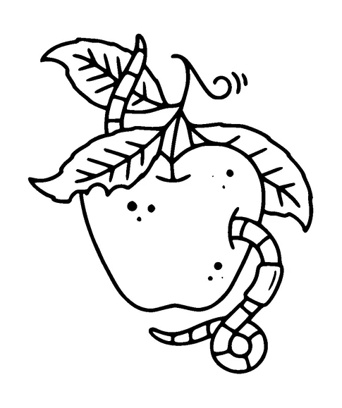 Apple With Worm Tattoo Meaning, PNG and SVG