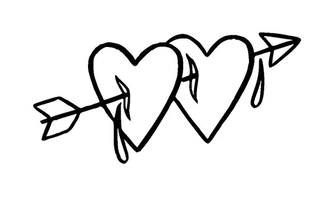 Arrow Two Hearts Tattoo Meaning, PNG and SVG