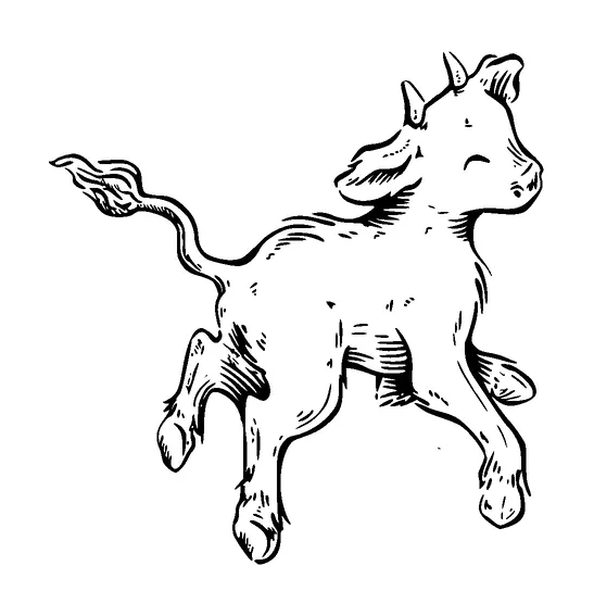 Baby Cow Running Tattoo Meaning, PNG and SVG