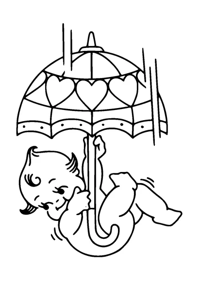 Baby With Umbrella Falling Tattoo Meaning, PNG and SVG