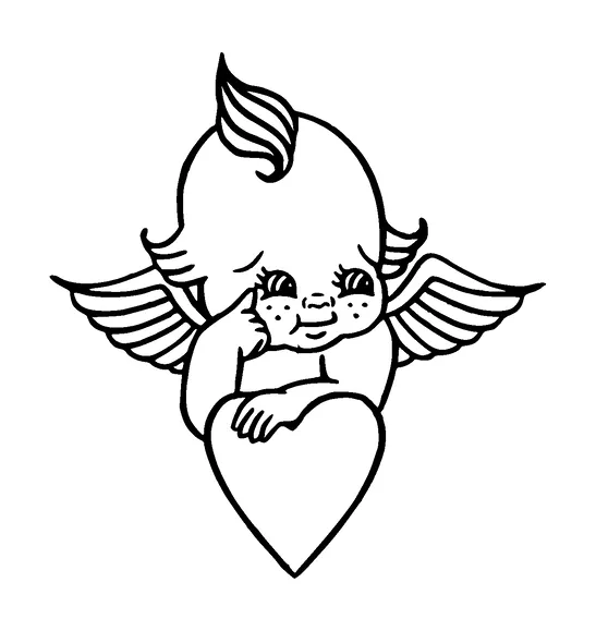 Baby With Wings On Heart Wondering Tattoo Meaning, PNG and SVG