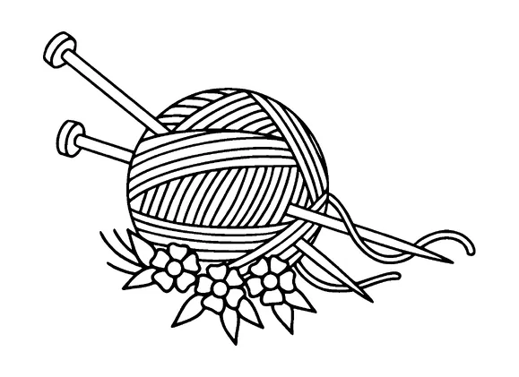 Ball Of Yarn With Two Knitting Needles And Flowers Tattoo Meaning, PNG and SVG