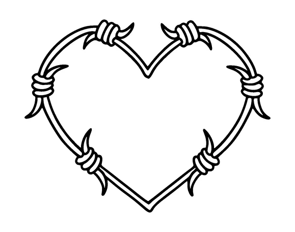 Barbed Wire Hearth Tattoo Meaning, PNG and SVG