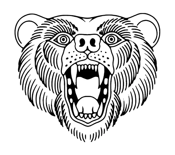 Bear Roar Head Tattoo Meaning, PNG and SVG