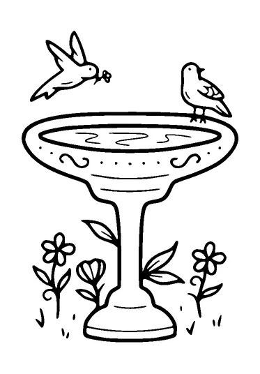 Bird Bath With Birds Tattoo Meaning, PNG and SVG