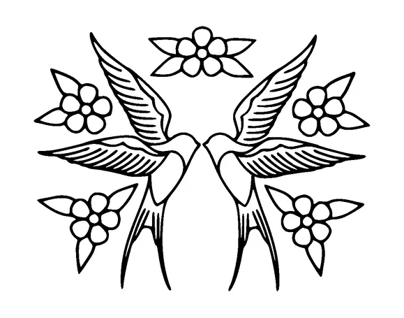 Birds Kissing Tattoo Meaning, PNG and SVG