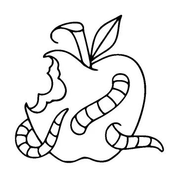 Bitten Apple With Worm Tattoo Meaning, PNG and SVG