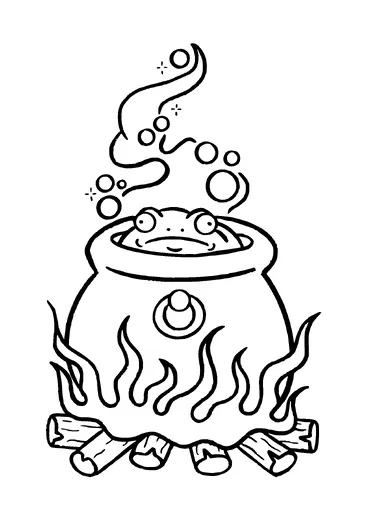 Boiling Frog In Cauldron On Fire Tattoo Meaning, PNG and SVG