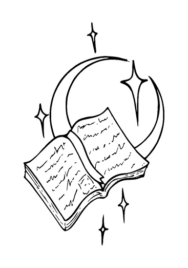 Book And Moon Tattoo Meaning, PNG and SVG