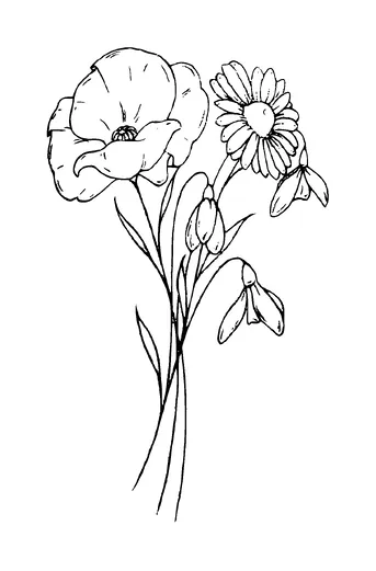 Bouquet Of Flowers Tattoo Meaning, PNG and SVG