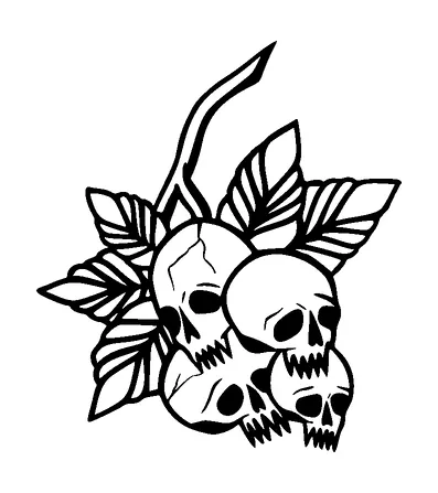 Branch With Skull Fruits Tattoo Meaning, PNG and SVG