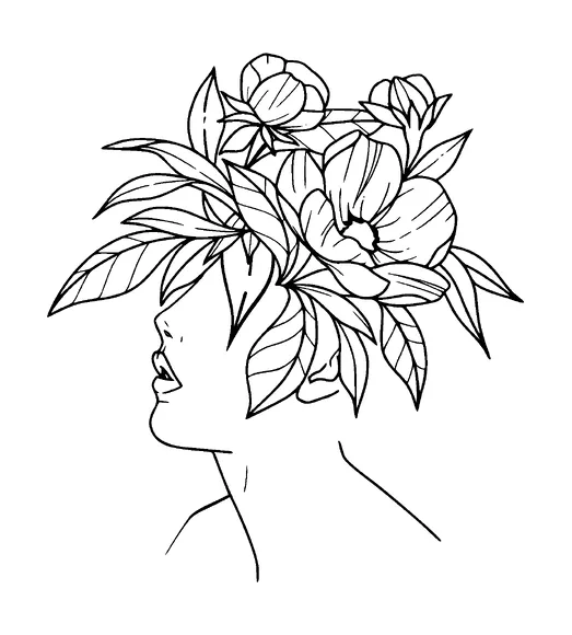 Brochette Of Flowers On Female Head Tattoo Meaning, PNG and SVG