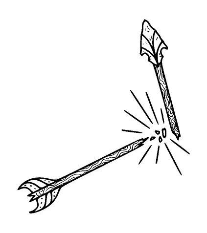 Broken Ancient Arrow Tattoo Meaning, PNG and SVG