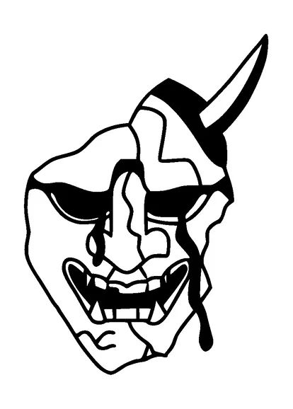 Broken Devils Mask Tattoo Meaning, PNG and SVG