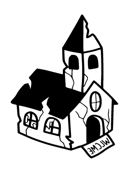 Broken Down Church Tattoo Meaning, PNG and SVG