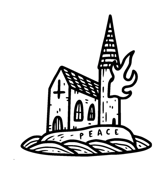 Burning Church Tattoo Meaning, PNG and SVG