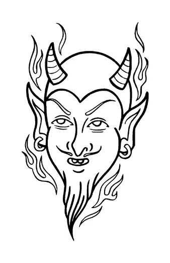 Burning Devil Head Tattoo Meaning, PNG and SVG