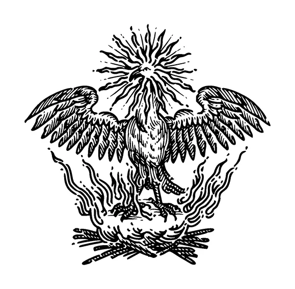 Burning Eagle Sun Head Tattoo Meaning, PNG and SVG