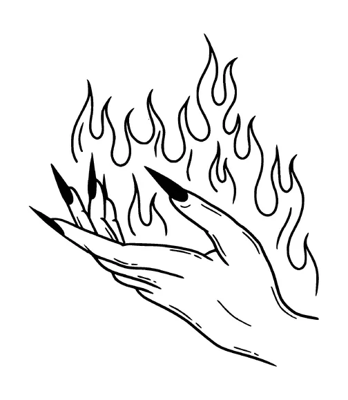 Burning Female Hand Tattoo Meaning, PNG and SVG