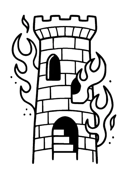 Burning Fortress Tattoo Meaning, PNG and SVG