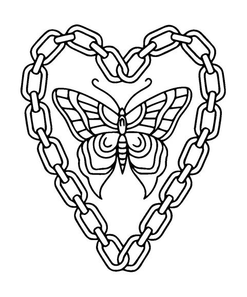 Butterfly In Chain Heart Tattoo Meaning, PNG and SVG