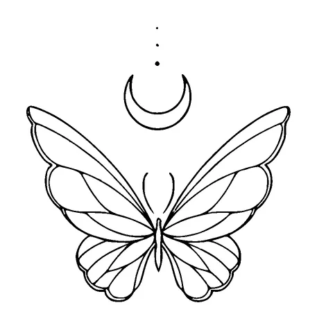 Butterfly Moon Tattoo Meaning, PNG and SVG