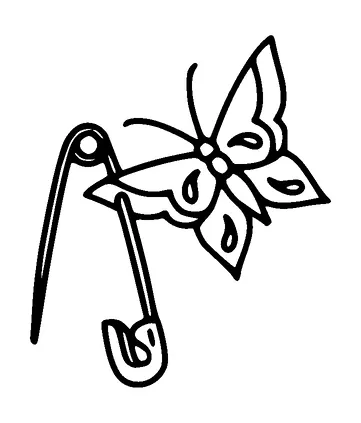 Butterfly On Safety Pin Tattoo Meaning, PNG and SVG