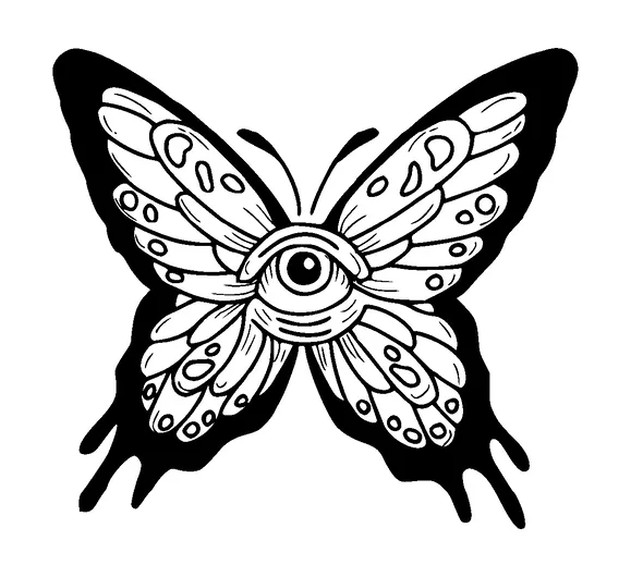 Butterfly With Eye In Middle Tattoo Meaning, PNG and SVG