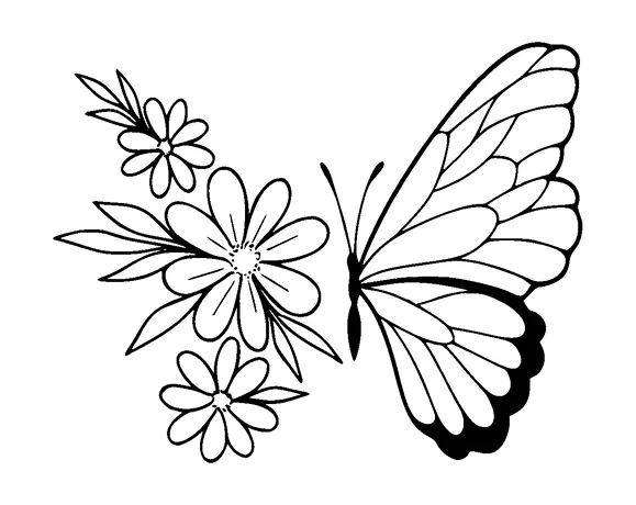 Butterfly With Floral Wings Tattoo Meaning, PNG and SVG