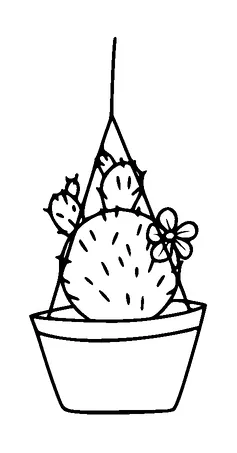 Cactus In Hanging Flower Pot Tattoo Meaning, PNG and SVG