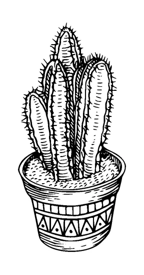 Cactus In Pot Tattoo Meaning, PNG and SVG