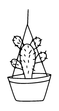 Cactus In Pot Hanging Tattoo Meaning, PNG and SVG