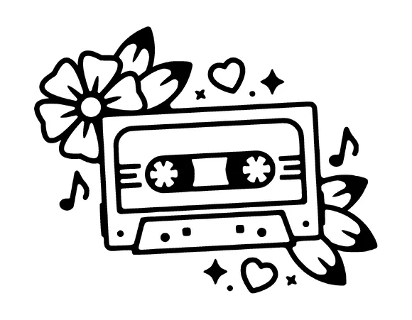 Cassette With Flowers Tattoo Meaning, PNG and SVG