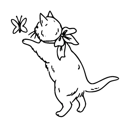 Cat Catching Butterfly Tattoo Meaning, PNG and SVG