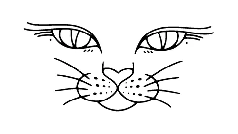 Cat Head Simple Line Work Tattoo Meaning, PNG and SVG