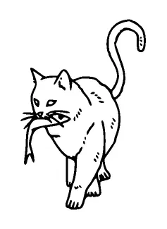 Cat With Fish In Mouth Tattoo Meaning, PNG and SVG