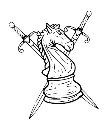 Chess Horse With Swords Tattoo Meaning, PNG and SVG