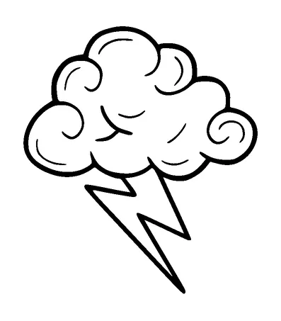 Cloud With Lightning Bolt Tattoo Meaning, PNG and SVG