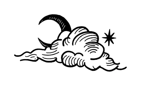 Clouds And Moon Tattoo Meaning, PNG and SVG