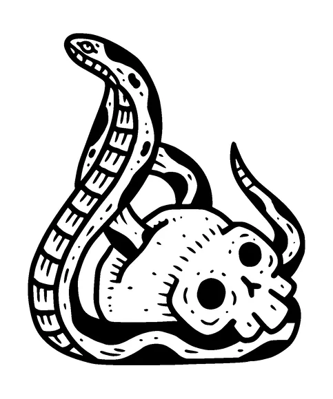 Cobra On Cute Skull Tattoo Meaning, PNG and SVG