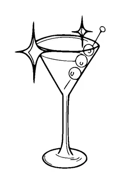 Cocktail Glass With Olives Tattoo Meaning, PNG and SVG