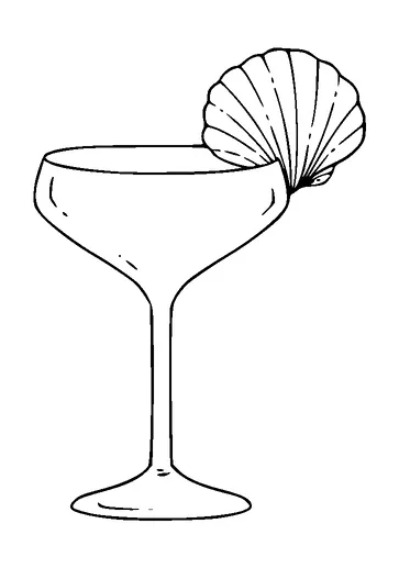 Cocktail Glass With Scallop Tattoo Meaning, PNG and SVG