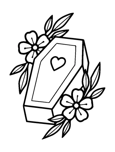 Coffin With Flowers Tattoo Meaning, PNG and SVG