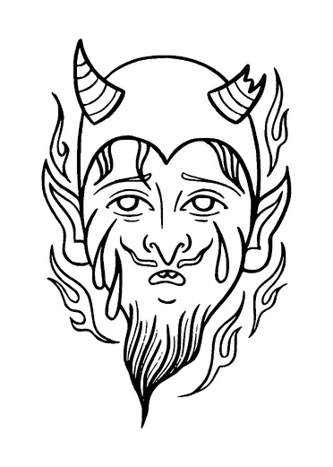 Concerned Devil Face Tattoo Meaning, PNG and SVG