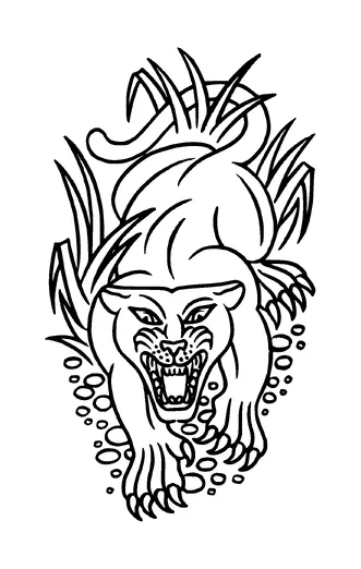 Cougar Attacking Tattoo Meaning, PNG and SVG