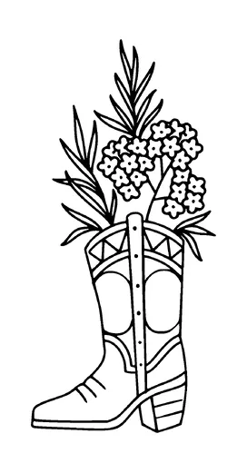 Cowboy Boots Flower Pot Tattoo Meaning, PNG and SVG