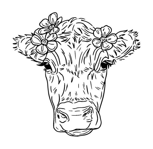 Cows Head With Flowers Tattoo Meaning, PNG and SVG